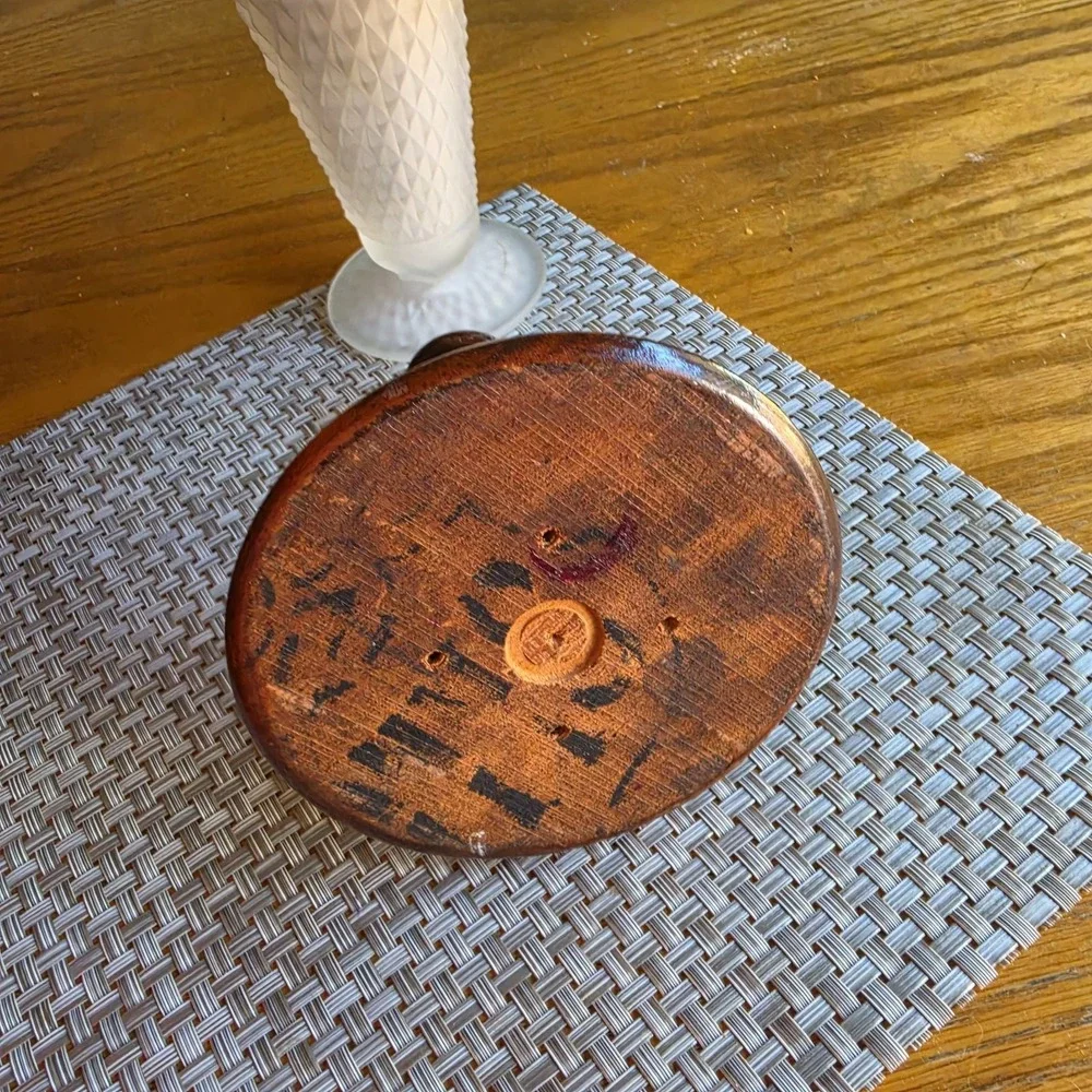 Vintage Wooden Taper Candle Holder Turned Wood Candlestick Primitive Farmhouse